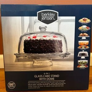 Berkeley Jensen 6-in-1 Glass Cake Stand with Dome